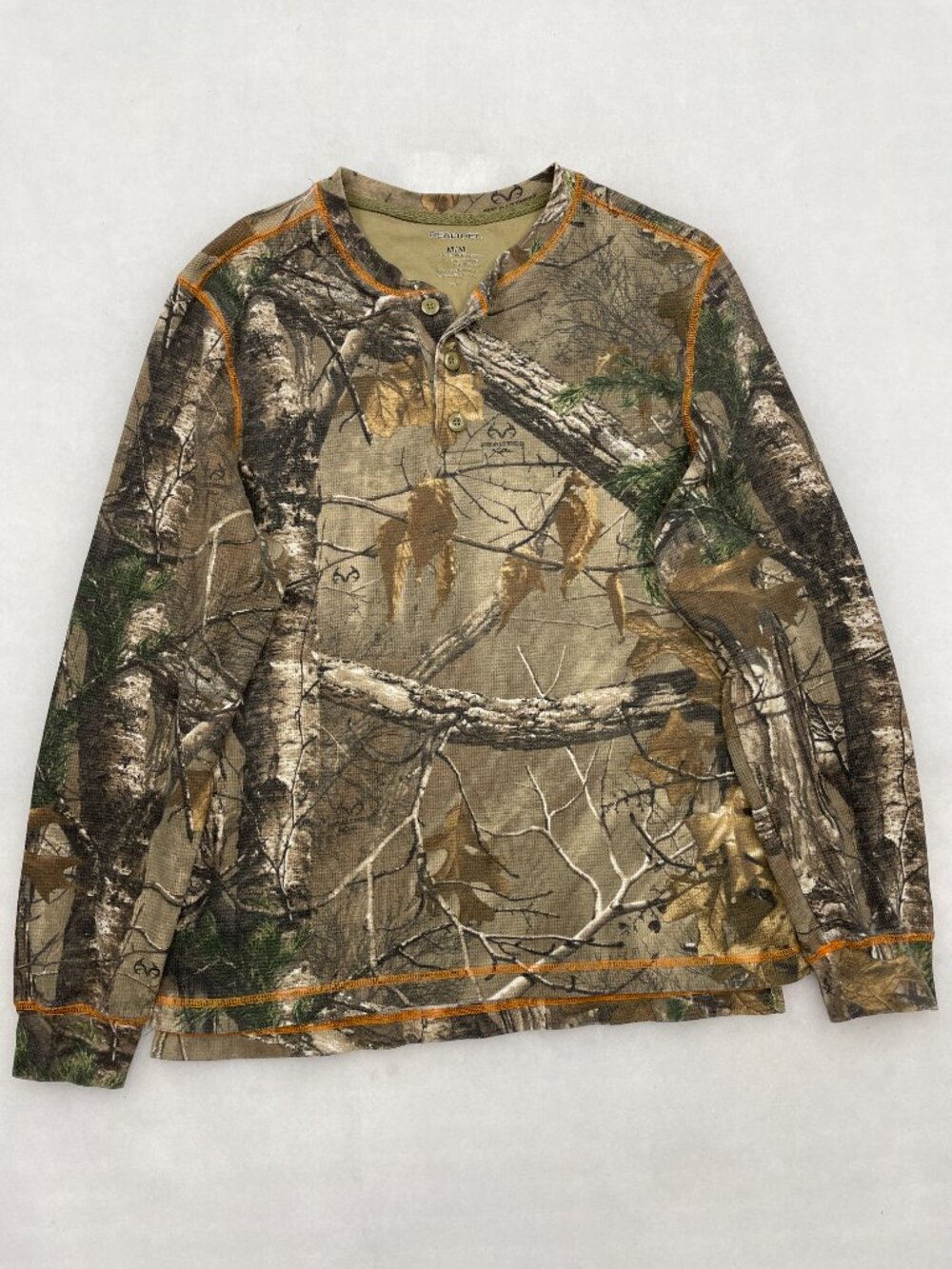 Realtree Xtra Camo Thermal Henley Hunting Camouflage Tactical Shirt Men's M